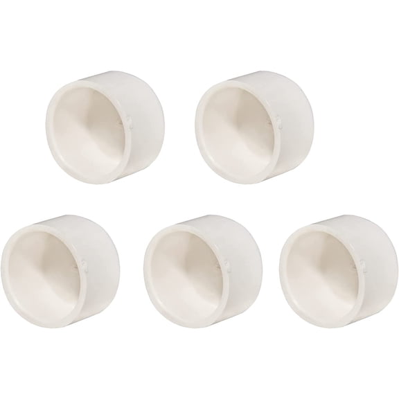 CRKMGS-5pcs 1.25Inch PVC Pipe End Cap Plug Adapter Pipe Fittings Slip (Socket) SCH40 Easy to Install, and High Tensile for Home or Industrial Use Plumber Accessories White (1 1/4")
