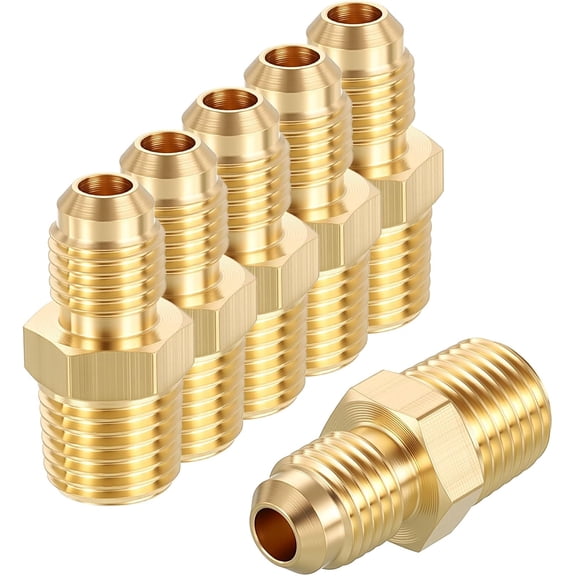 CRKMGS-6 Pack Male to Male Adapters, 1/4" Male Flare x 1/4" MNPT Hex Nipple Pipe Extension Fitting for Industrial, Automotive, Fluid Transfer, Home Gardening, Water Treatment