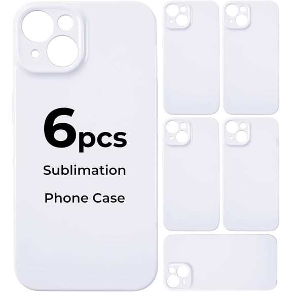 CRKMGS-6Pack Sublimation Phone Case Blanks Bulk Compatible with iPhone14, Hard Sublimation Customize Phone Case - Glossy Sublimation Blanks Custom Phone Cover - Cell Phone Coated Basic Cases
