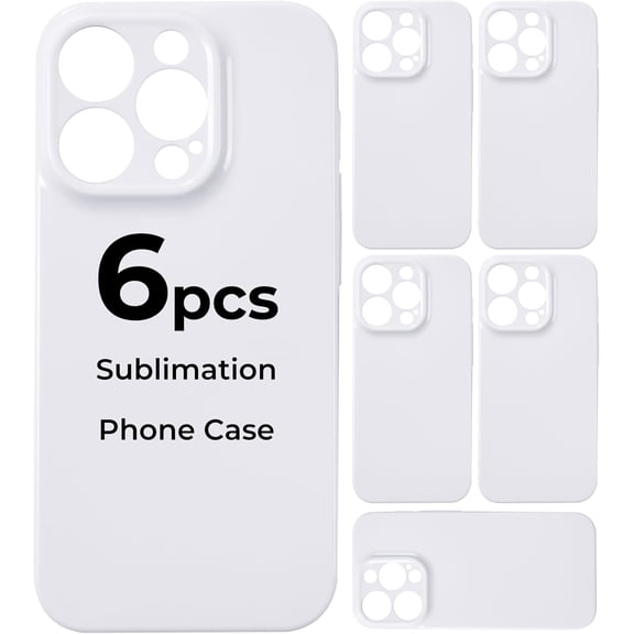 CRKMGS-6Pack Sublimation Phone Case Blanks Bulk Compatible with iPhone16Pro Max, Hard Sublimation Customize Phone Case - Glossy Sublimation Blanks Custom Phone Cover - Cell Phone Coated Basic Cases