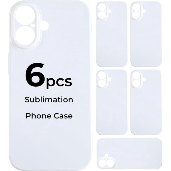 CRKMGS-6Pack Sublimation Phone Case Blanks Bulk Compatible with iPhone17, Hard Sublimation Customize Phone Case - Glossy Sublimation Blanks Custom Phone Cover - Cell Phone Coated Basic Cases