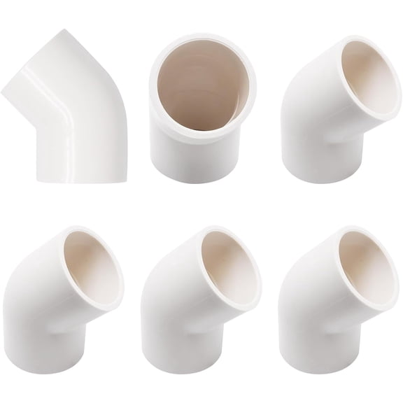 CRKMGS-6pcs 1" 45 Degree PVC Elbow Pipe Fitting Connector (Socket x Socket),Pipe Fittings for Industrial Piping, Drainage Systems, and DIY Framing Projects