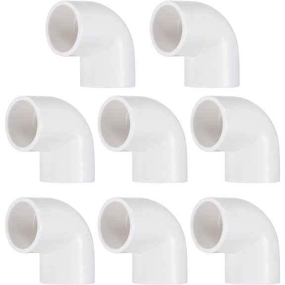 CRKMGS-8pcs 90 Degree Elbow Pipe Fittings 1/2" 2 Way PVC Furniture Grade Corner Connectors Angle Elbow Side Outlet for Sewer Plumbing Drain Pipe Water Supplies Build Garden, White