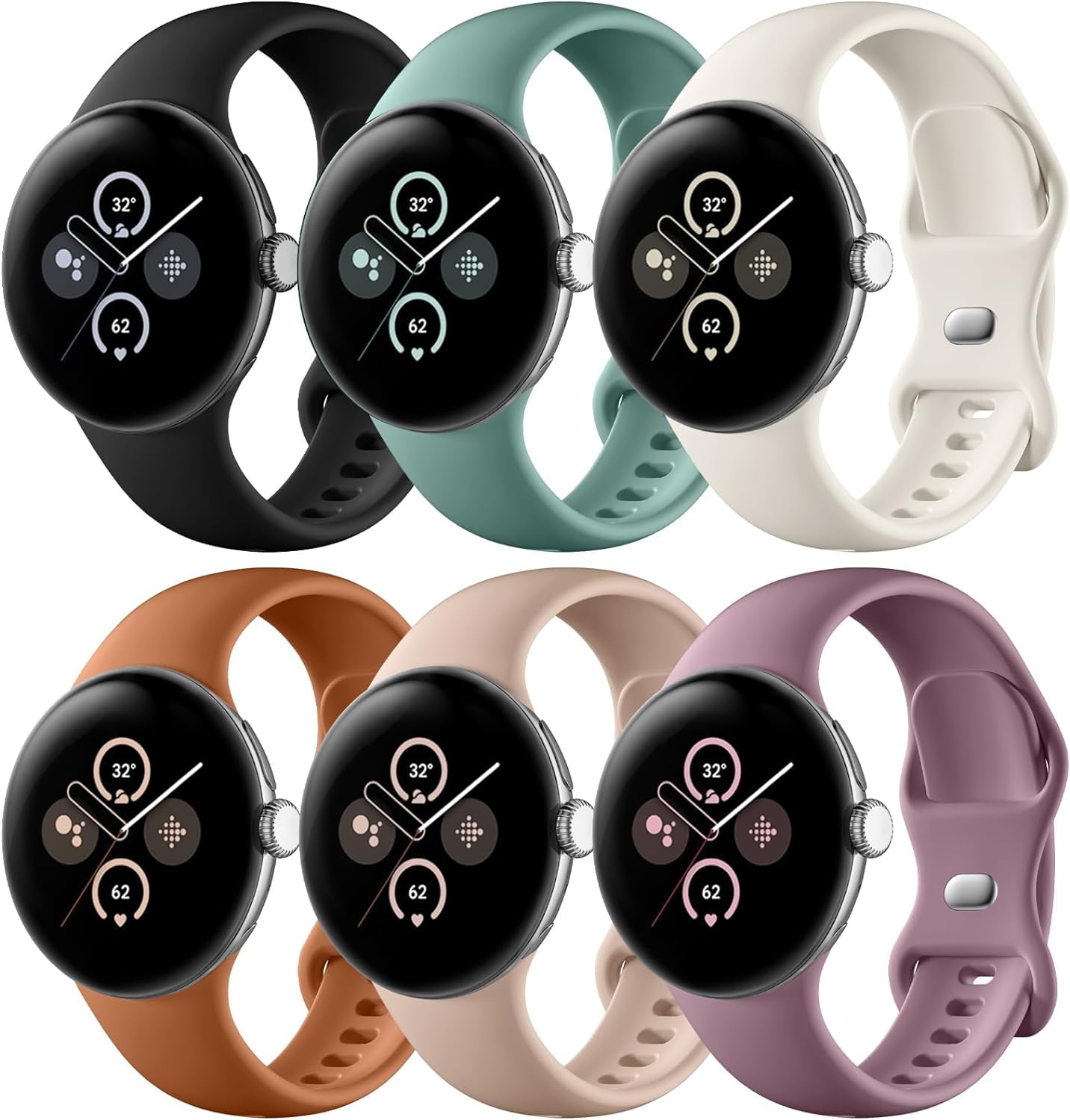 CRKMGS-Band Compatible with Google Pixel Watch 2/1/3/4 41mm 45mm Band for Men Women, Soft Silicone Waterproof Strap Replacement Sport Bands for Pixel Watch 4/3/ Google Smartwatch 2/1 Accessory, L