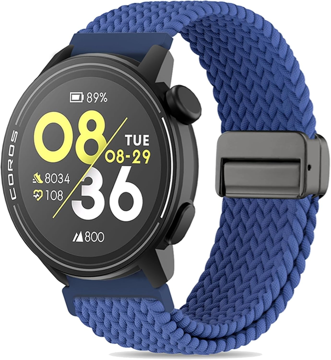 CRKMGS-Braided Stretchy Nylon Magnetic Clasp Watch Band Compatible with Coros Pace 3/4/Pace Pro Smartwatch,Soft Elastic Adjustable Quick Release Sport Strap for Coros Apex 2 Pro/Pro/4 42mm/46mm