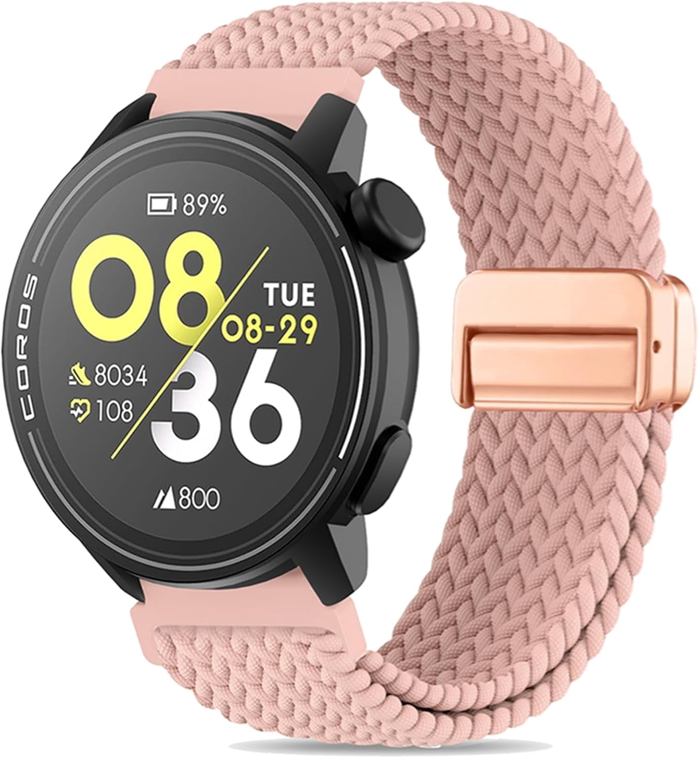 CRKMGS-Braided Stretchy Nylon Magnetic Clasp Watch Band Compatible with Coros Pace 3/4/Pace Pro Smartwatch,Soft Elastic Adjustable Quick Release Sport Strap for Coros Apex 2 Pro/Pro/4 42mm/46mm