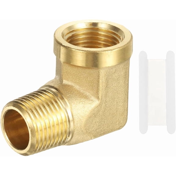 CRKMGS-Brass Fittings 90 Degree Barstock Street Elbow, 1Pcs 3/8" NPT Female Pipe to 3/8" NPT Male Pipe l Shape Right Angle Elbow Pipe Fitting, Brass