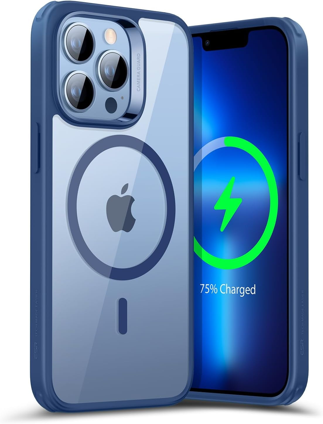 CRKMGS-Case for iPhone 13 Pro Max, Compatible with MagSafe, Classic Hybrid Magnetic Mobile Phone Case iPhone 13 Pro Max Case, Military Standard, Drop Protection, Scratch-Resistant Back, Clear Blue