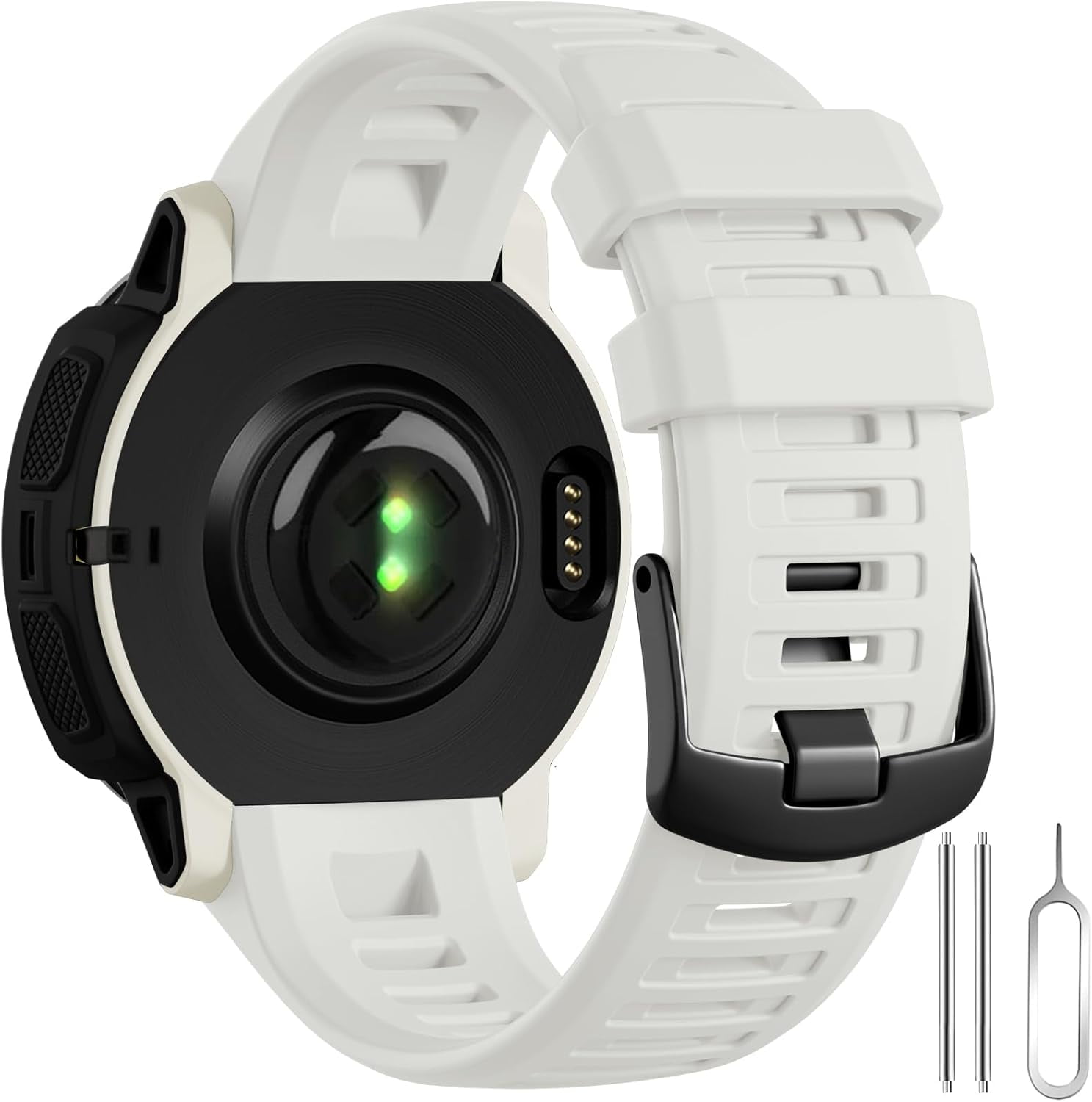 CRKMGS-Compatible with Garmin Instinct Watch Bands Replacement, 22mm Soft Silicone Sport Strap Compatible with Garmin Instinct Band/Instinct 2 Watch Band/Solar/Tactical Smartwatch-White Watch Band