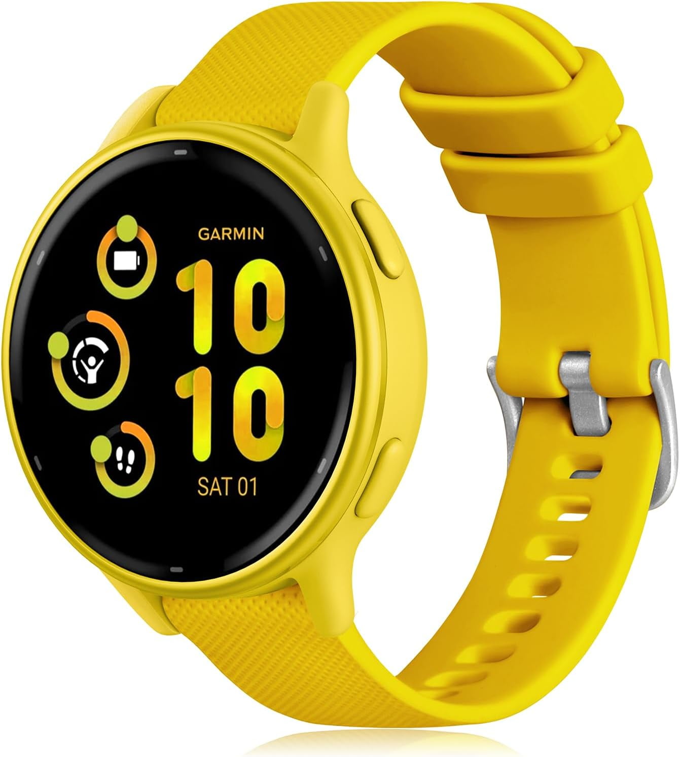 CRKMGS-Compatible with Garmin Vivoactive 5 Watch Band/Vivoactive 3 Watch Bands,20mm Silicone Band for Garmin Venu 2 Plus/Venu Sq/Venu Watch Bands/Forerunner 645/245 Music Smartwatch Yellow