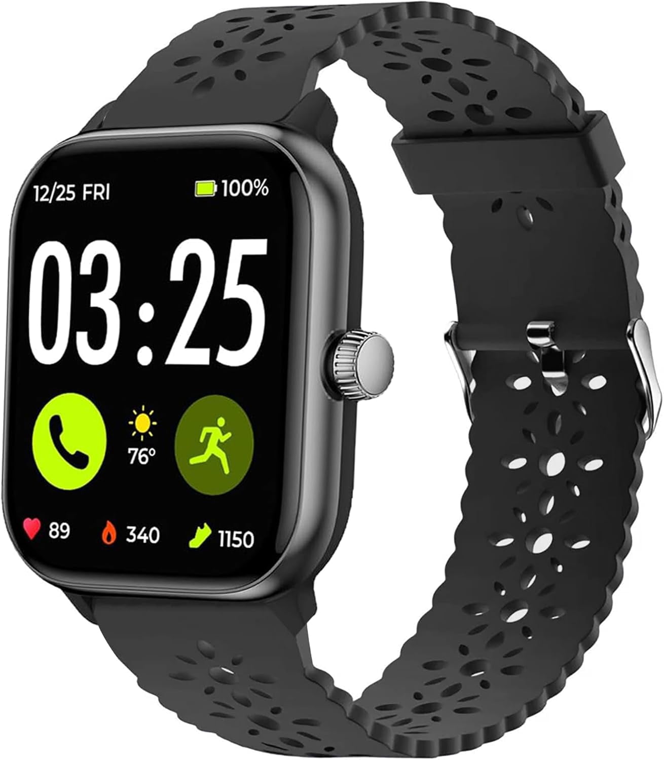 CRKMGS-Compatible with Spade & Co Health Smartwatch 4 bands, Silicone Lace Hollow-Out Watch Replacement Strap Compatible with Spade & Co Health Smartwatch 4 1.85 Inches