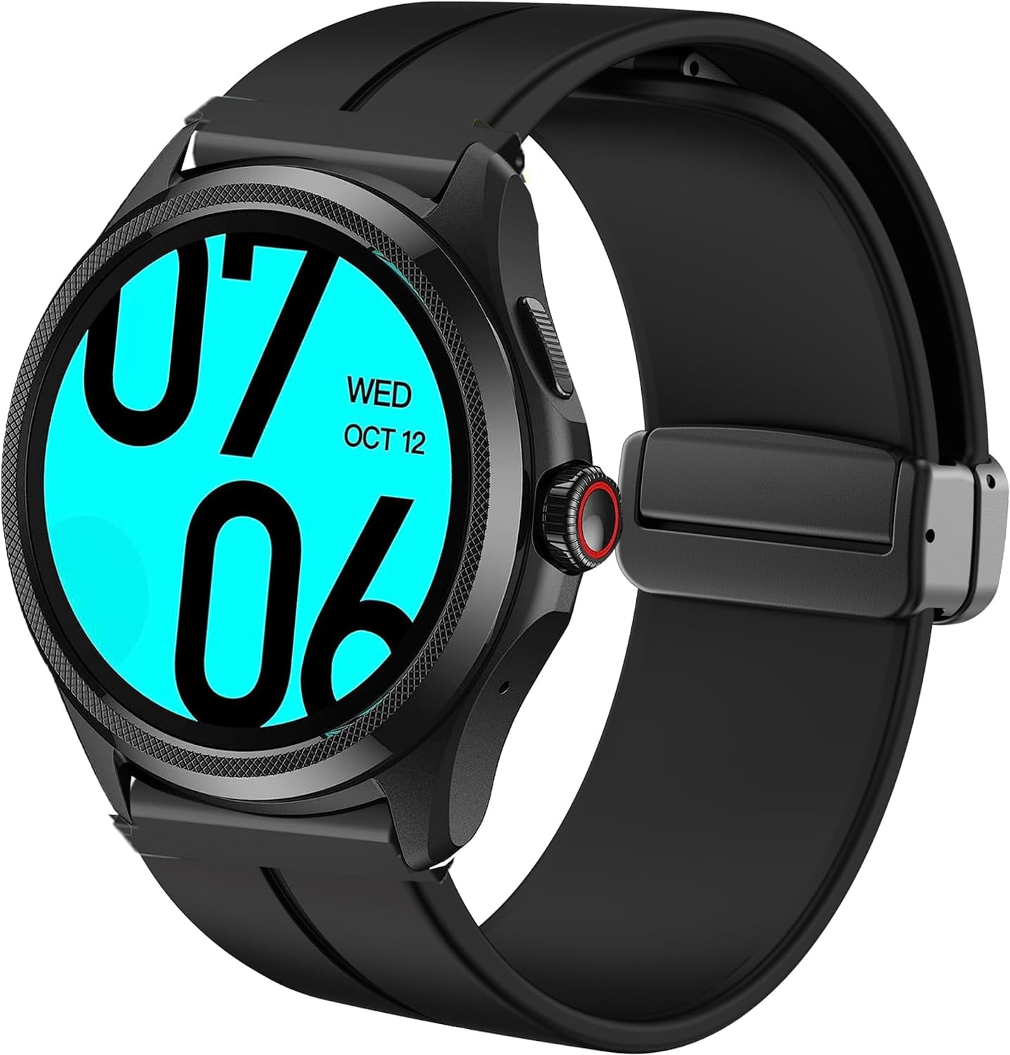 CRKMGS-Compatible Ticwatch Pro 5 Smartwatch Bands, 24mm Soft Silicone Magnetic Buckle Sport Wristband Replacement Straps Compatible for Ticwatch Pro 5 Android Smartwatch