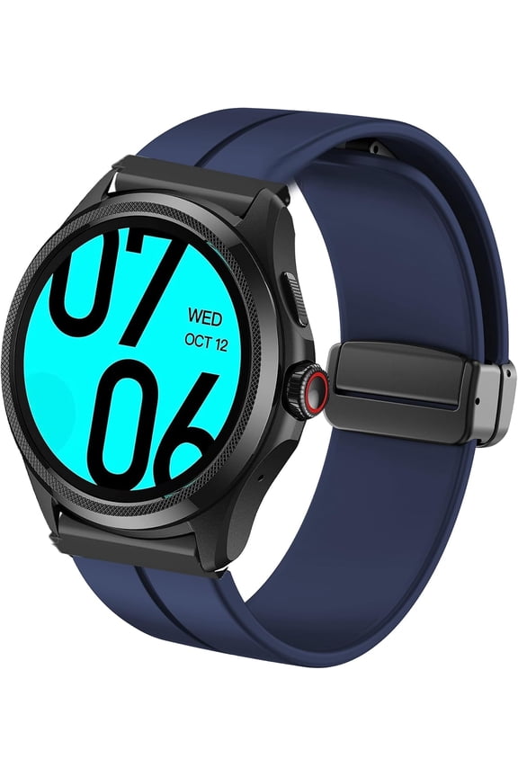 -Compatible Ticwatch Pro 5 Smartwatch Bands, 24mm Soft Silicone Magnetic Buckle Sport Wristband Replacement Straps Compatible for Ticwatch Pro 5 Android Smartwatch