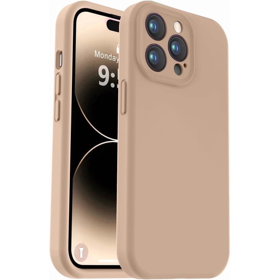CRKMGS-Compatible with iPhone 14 Pro Max Case, Liquid Silicone Upgrade [Camera Protection] [Soft Anti-Scratch Microfiber Lining] Shockproof Phone Case for iPhone 14 Pro Max 6.7 inch - Light Brown