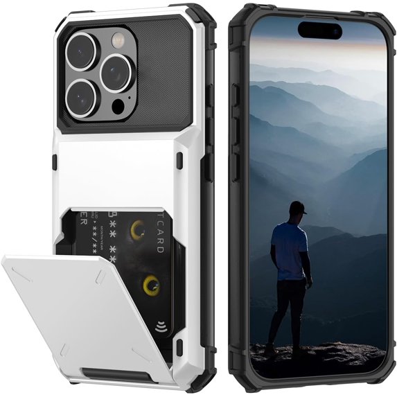 CRKMGS-Compatible with iPhone 16 Pro Case with Card Holder[Store 5 ...