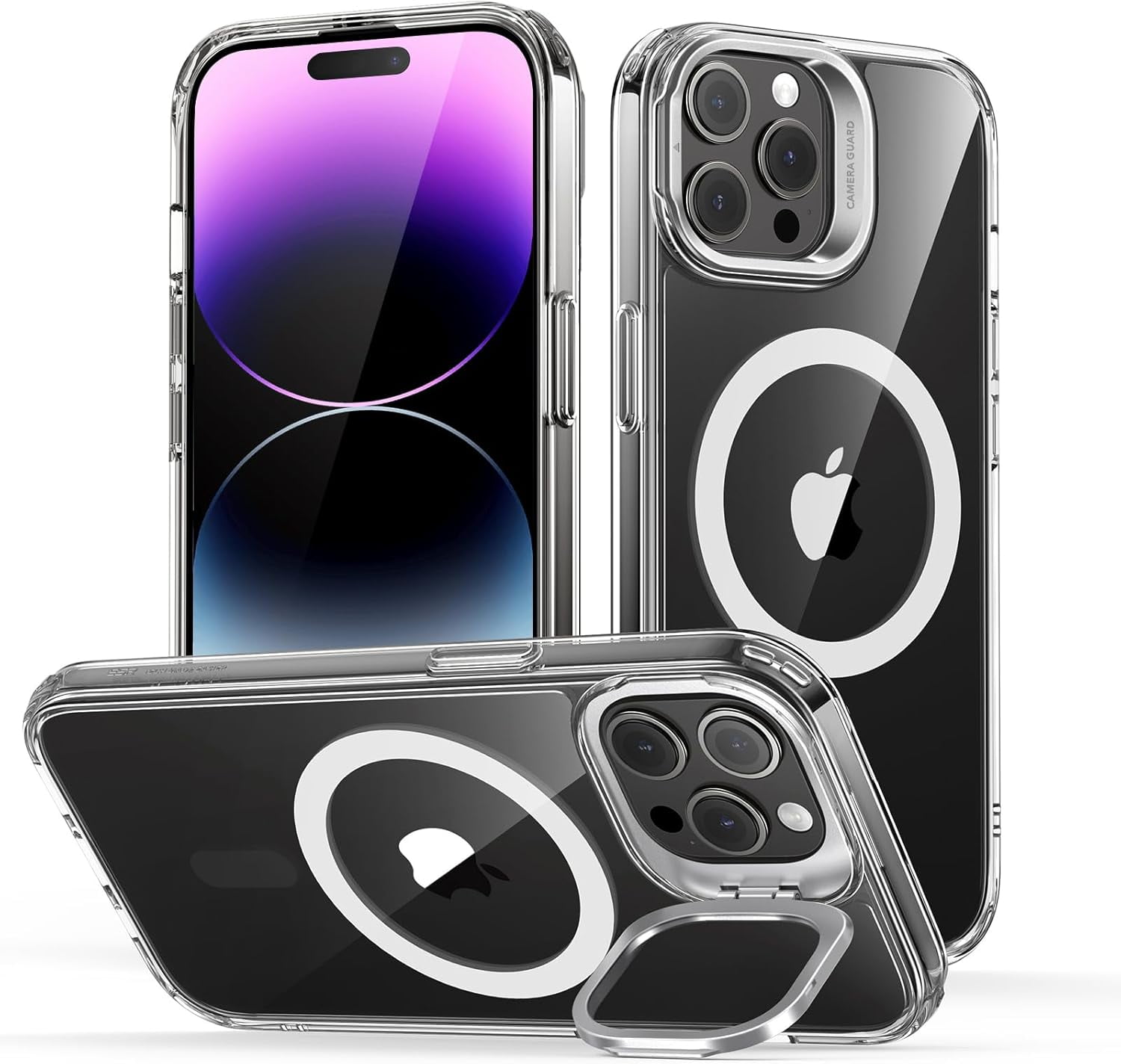 CRKMGS-ESR for iPhone 14 Pro Max Case, Compatible with MagSafe, Built-in Stash Stand Clear Phone Case for iPhone 14 Pro Max, Military-Grade Protection, Magnetic Phone Case, Classic Series,Clear