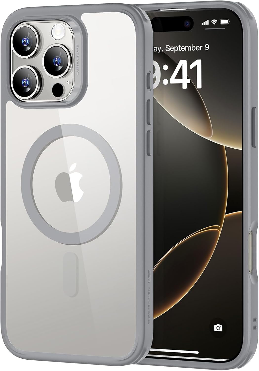 CRKMGS-ESR for iPhone 16 Pro Max Case, Compatible with MagSafe, Shockproof Military-Grade Protection, Magnetic Phone Case for iPhone 16 Pro Max, Classic Hybrid Case (HaloLock), Clear Grey