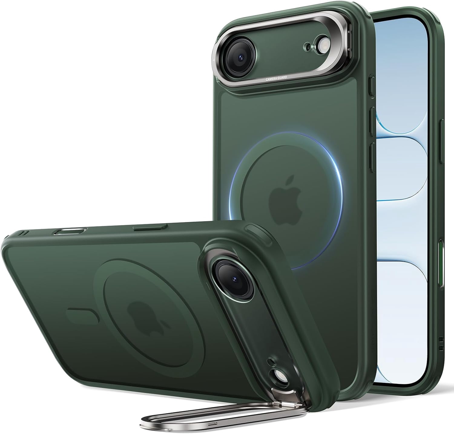 CRKMGS-ESR for iPhone Air Case with Stash Stand, Compatible with MagSafe, Military-Grade Drop Protection Magnetic Phone Case for iPhone 17 Air, Scratch-Resistant Back Cover,Frosted Green