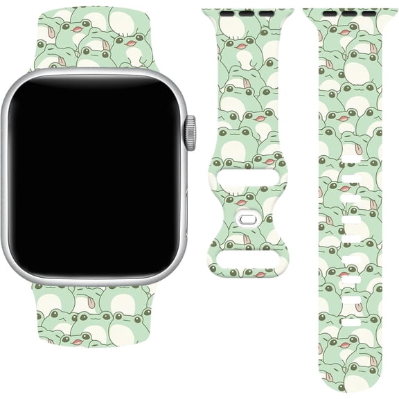 CRKMGS-Frog Watch Band Compatible with Apple Watch, Iwatch Bands Soft Silicone Strap Adjustable Replacement for All Series