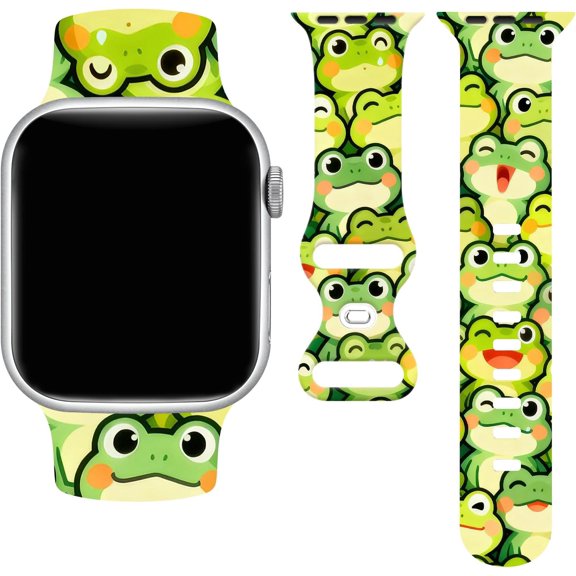 CRKMGS-Frog Watch Band Compatible with Apple Watch, Iwatch Bands Soft Silicone Strap Adjustable Replacement for All Series