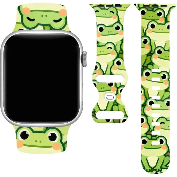 CRKMGS-Frog Watch Band Compatible with Apple Watch, Iwatch Bands Soft Silicone Strap Adjustable Replacement for All Series