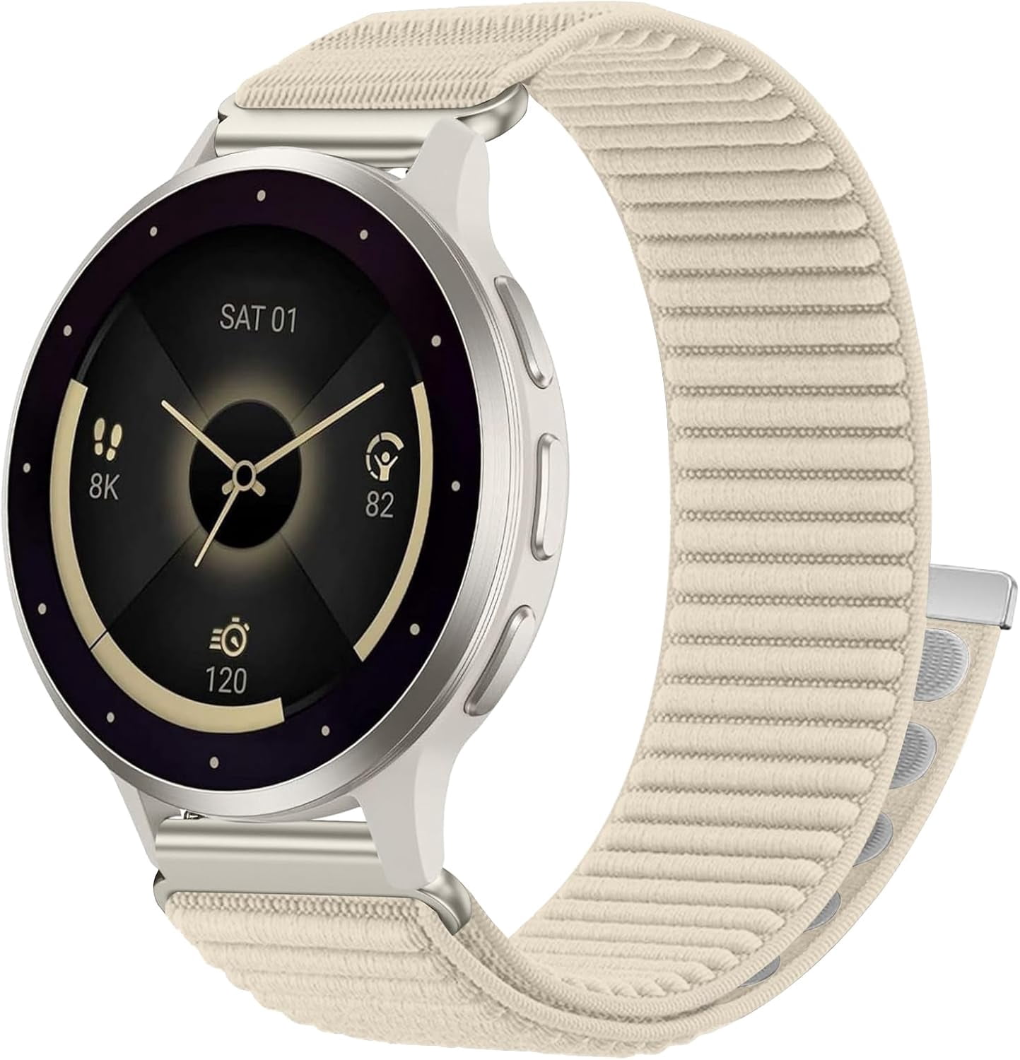 CRKMGS-Hook Loop 18mm Watch Band Compatible with Garmin Vivoactive 4S/Vivoactive 3S/Venu 4 41mm/Venu 3S/2S Band, Soft Nylon Breathable Sport Smartwatch Bands for Garmin Forerunner 255S/265S Strap Wom