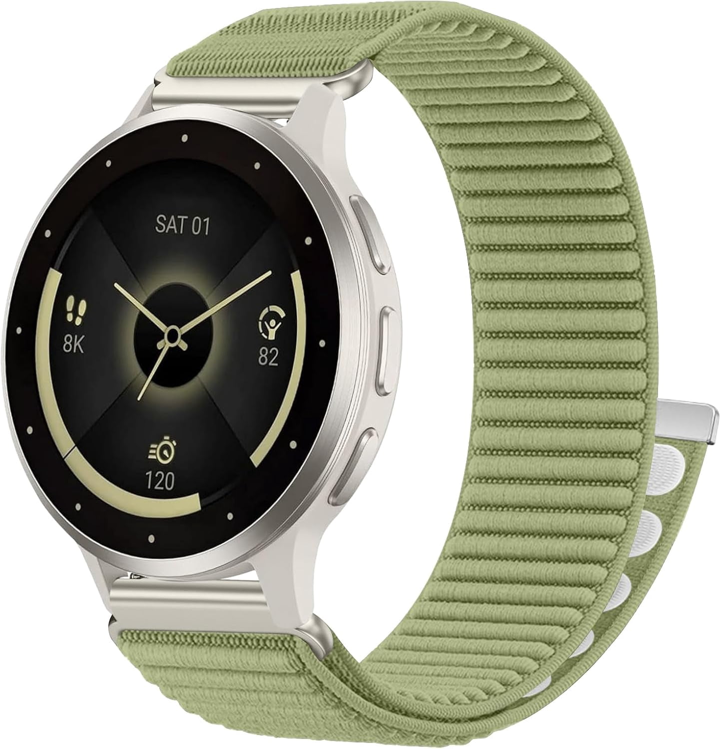 CRKMGS-Hook Loop 18mm Watch Band Compatible with Garmin Vivoactive 4S/Vivoactive 3S/Venu 4 41mm/Venu 3S/2S Band, Soft Nylon Breathable Sport Smartwatch Bands for Garmin Forerunner 255S/265S Strap Wom