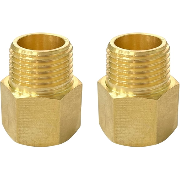 CRKMGS-NPT 1/2 Male Thread to 1/2 Inch Female Thread Pipe Fitting Coupling Converter Adapter Straight Nipple Solid Brass, 2 Pack