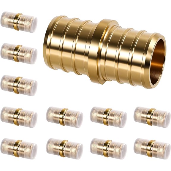 CRKMGS-PEX Fittings 3/4 Inch, 12PCS Coupling Lead-Free Brass Connectors for PEX B Pipe, NSF UPC Certified, ASTM F1807, Compatible with Crimp/Clamp Rings (Hot/Cold Water, Hydronic Heating)