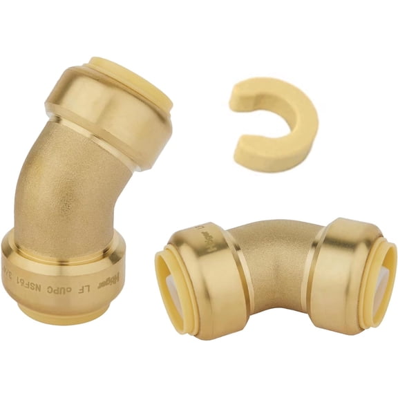 CRKMGS-(Pack of 2) Push-Fit Fittings 1/2 Inch 45 Degree Elbow to Connect Pex, Copper With Disconnect Clip, CPVC,(PF055)