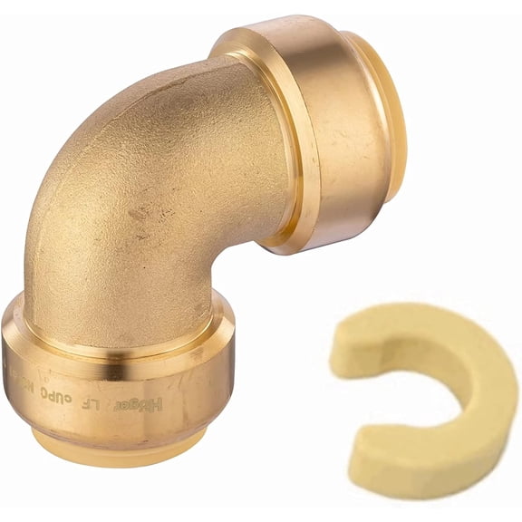 CRKMGS-Push-Fit 1 Inch x 1 Inch Elbow Brass Fitting to Connect Pex, Copper, CPVC with Disconnect Clip,(PF050)