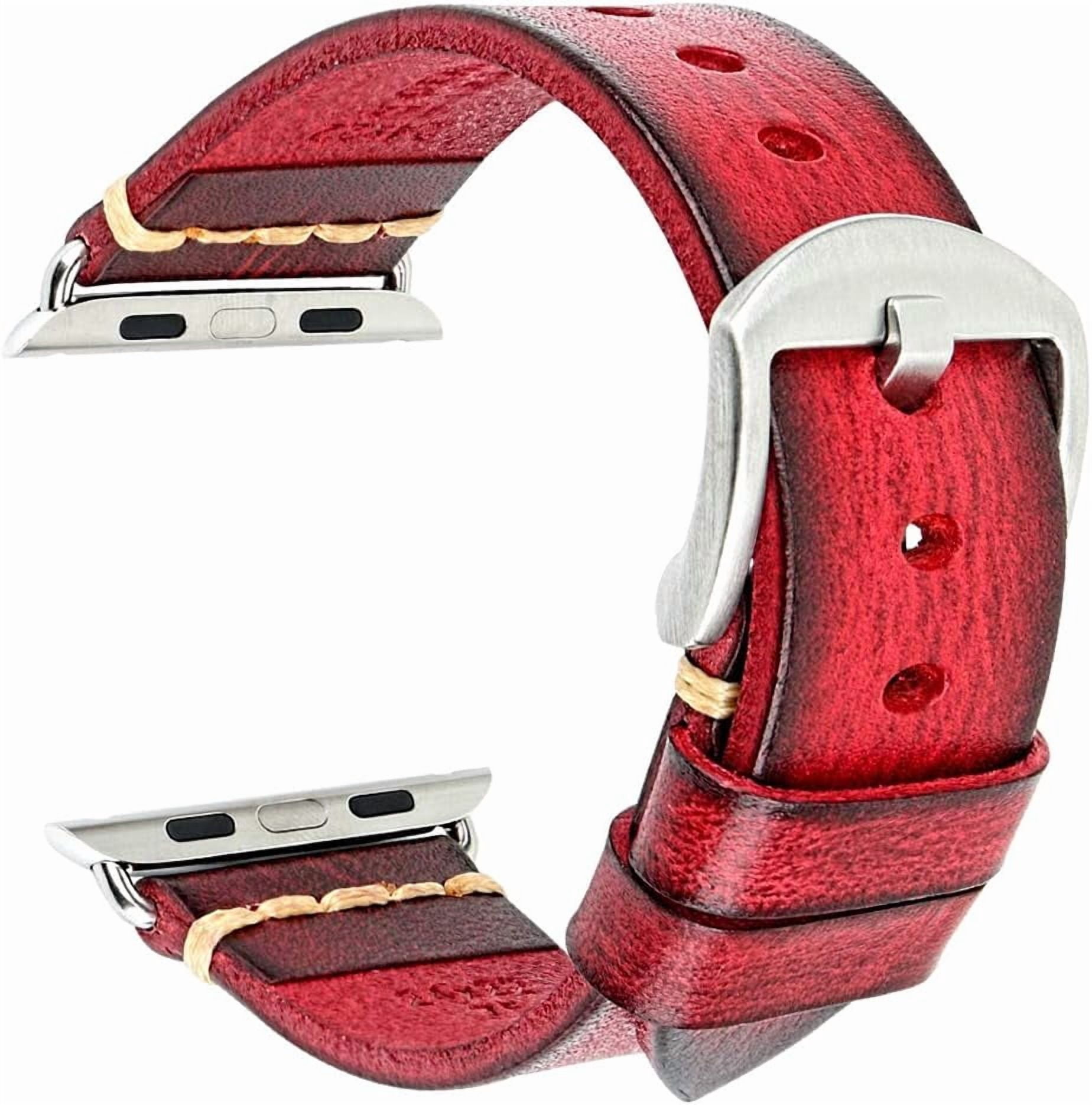 CRKMGS-Smartwatch Bands Compatible with Apple Watch, Vegetable Tanned Leather Watch Straps, Watch Bands Replacement for iWatch Series 10/9/8/SE, 38/40/41/42/44/45/46/49mm for Men, Women
