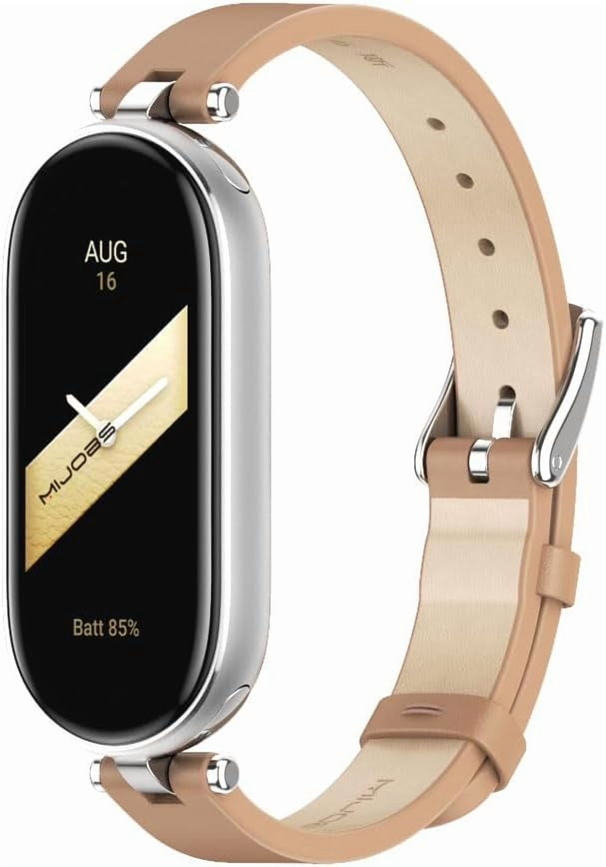 CRKMGS-Strap for Xiaomi Mi Band 10/9/8 Leather Replacement Straps for Mi Fit Band 9 Breathable SmartWatch Straps Wristband Bracelet