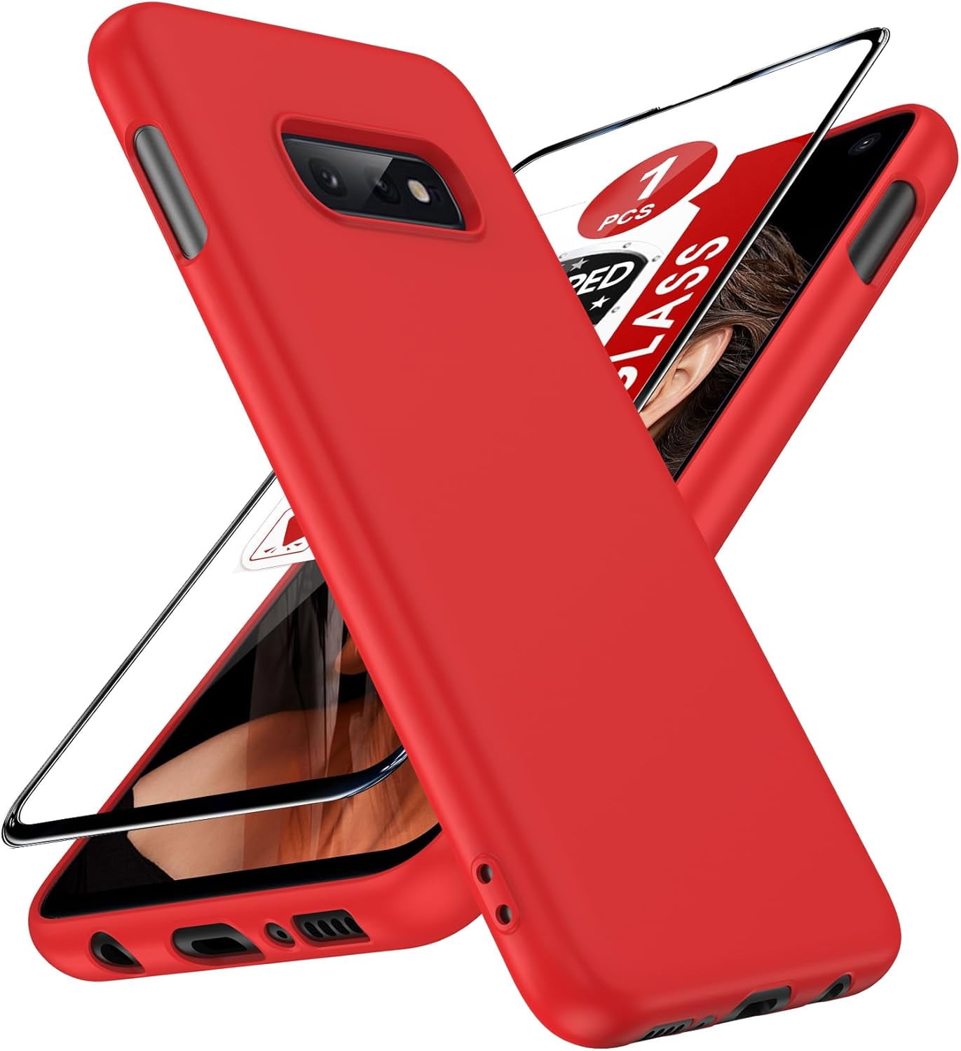 CRKMGS-for Samsung-S10E-Phone Case: Samsung S10E Case, Soft Liquid Silicone Shockproof Anti-Scratch Cell Android Cover Unlocked Samsung S10E, Red