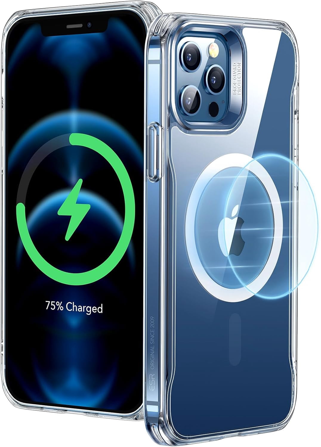 CRKMGS-for iPhone 12 Case/iPhone 12 Pro Case, Compatible with MagSafe, Scratch-Resistant Back, Grippy Protective Frame, Magnetic Phone Case for iPhone 12/12 Pro, Clear