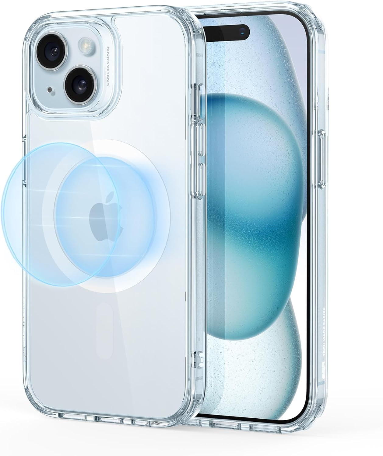 CRKMGS-for iPhone 15 Case, Compatible with MagSafe, Military-Grade Protection, Yellowing Resistant, Scratch-Resistant Back, Magnetic Phone Case for iPhone 15, Classic Series, Clear Blue
