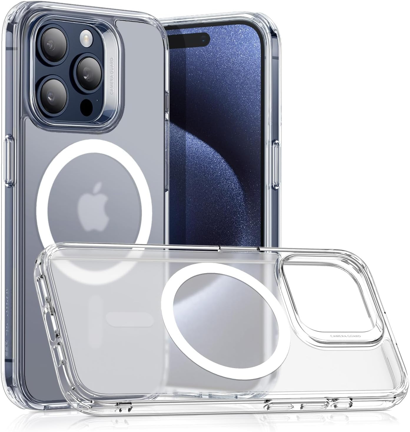 CRKMGS-for iPhone 15 Pro Case, Compatible with MagSafe, Military-Grade Protection, Yellowing Resistant, Scratch-Resistant Back, Magnetic Phone Case for iPhone 15 Pro, Classic Series, Frosted Clear