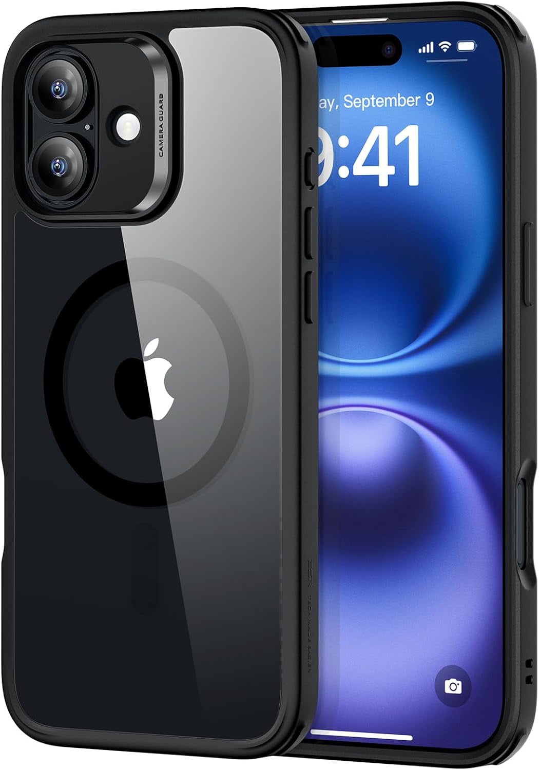 CRKMGS-for iPhone 16 Plus Case, Compatible with MagSafe, Shockof Military-Grade tection, Magnetic Phone Case for iPhone 16 Plus, Classic Hybrid Case (HaloLock), Clear Black