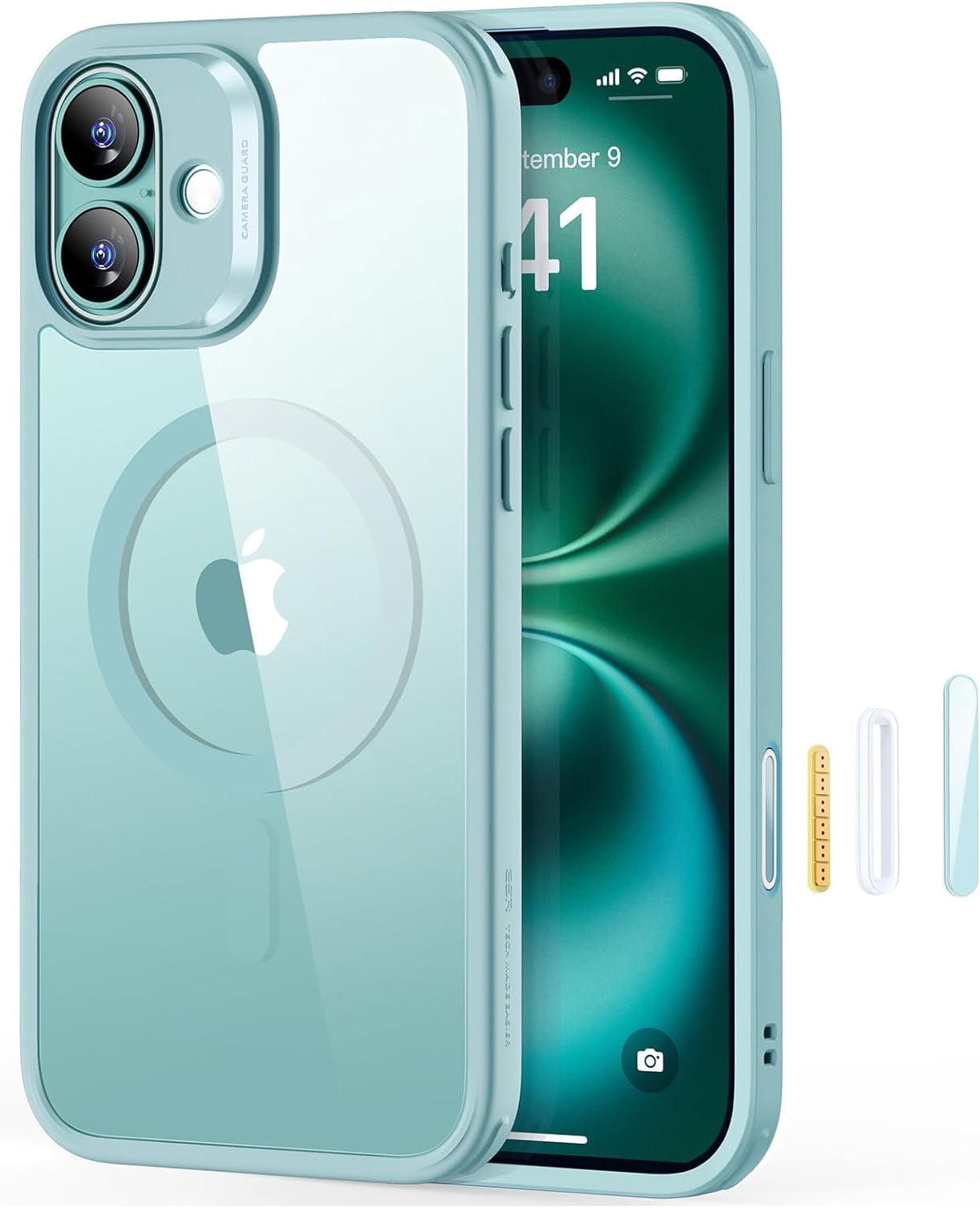 CRKMGS-for iPhone 16 Plus Case, Compatible with MagSafe, Shockproof Military-Grade Protection, Magnetic Phone Case for iPhone 16 Plus, Classic Hybrid Case (HaloLock), Clear Green