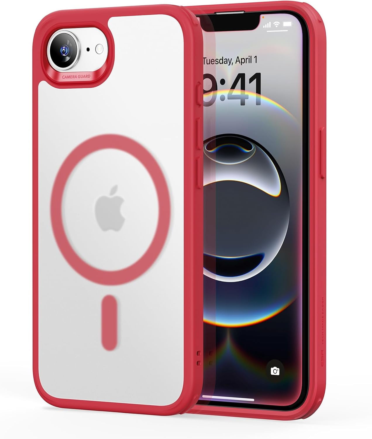 CRKMGS-for iPhone 16e Case, Compatible with MagSafe, Shockproof Military-Grade Protection, Magnetic Phone Case for iPhone 16e, Classic Hybrid Case (HaloLock),Frosted Red