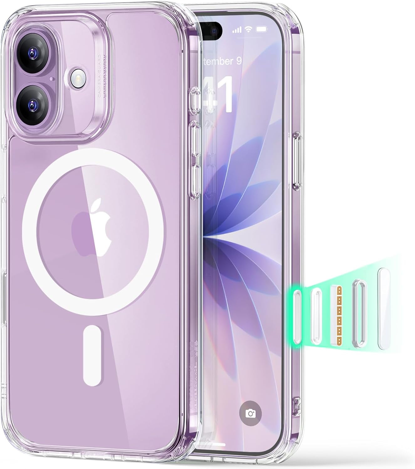 CRKMGS-for iPhone 17 Case, Camera Control, Compatible with MagSafe, Shockproof Military-Grade Protection, Magnetic Phone Case for iPhone 17, Classic Hybrid Case, Clear