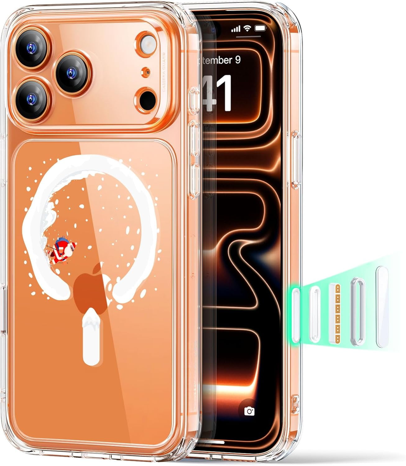 CRKMGS-for iPhone 17 Pro Max Case, Camera Control, Compatible with MagSafe, Shockproof Military-Grade Protection, Magnetic Phone Case for iPhone 17 Pro, Classic Hybrid Case, Santa Skater