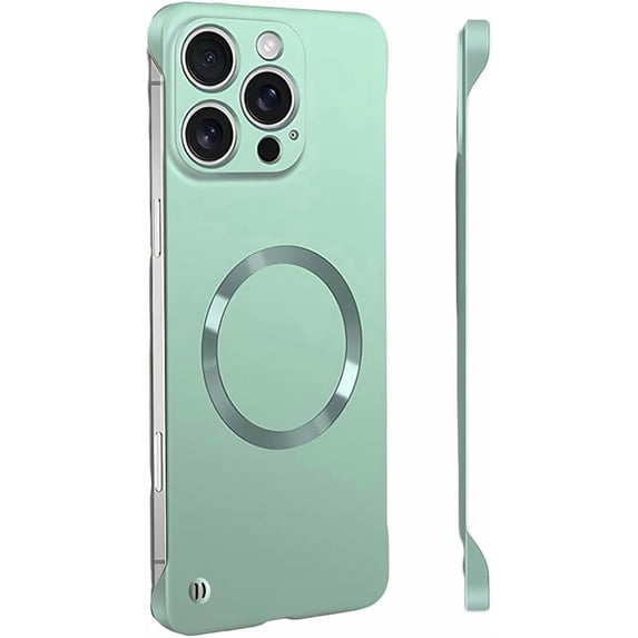 CRKMGS-for iPhone Case,Luxury Magnetic Metal Gloss Matte Ultra Thin Frameless,Compatible with Magsafe Slim Hard PC Protection Shockproof Phone Case (Green,iPhone 12)