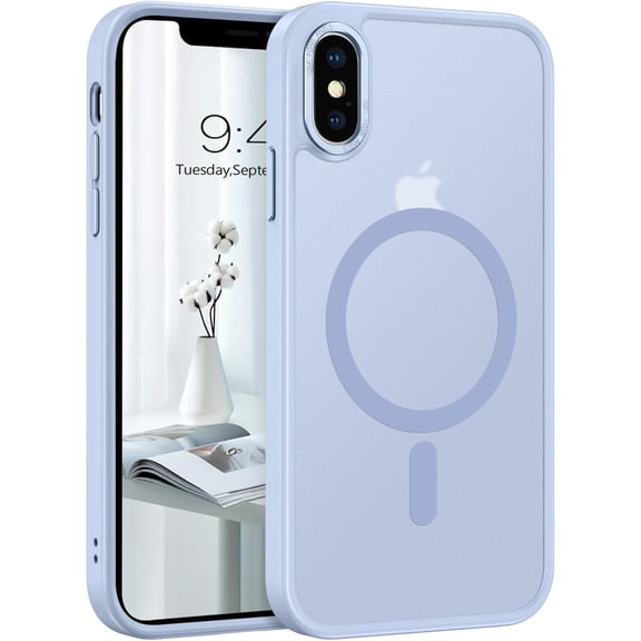 CRKMGS-for iPhone X Case, iPhone Xs Phone Case Compatible with Magsafe Wireless Charging Translucent Matte Back Slim Shockproof Anti-Scratch Anti-Yellow Protective Magnetic iPhone X/XS Case, Blue