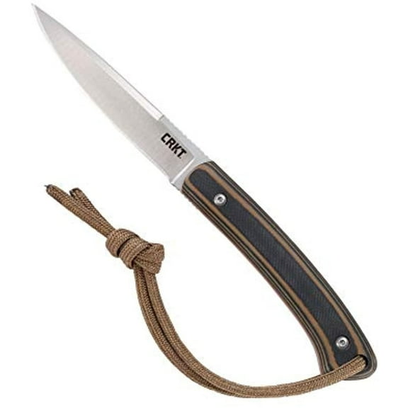 CRKT Biwa Fixed Blade Knife with Sheath: Drop Point Blade with Friction Grooves, G10 Handle, Nylon Sheath with Multiple Carry Options 2382