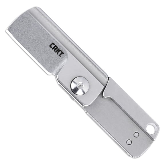 CRKT Box Key Everyday Carry Folding Knife with Slip Joint: 12C27 Steel Plain Edge Blade, Stainless Steel Handle, 7118
