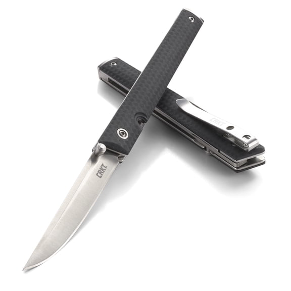 CRKT CEO Everyday Carry EDC Pocket Folding Knife with Liner Lock: Stainless Steel Plain Edge Blade, Glass-Reinforced Nylon Handle, Pocket Clip, 7096WMC