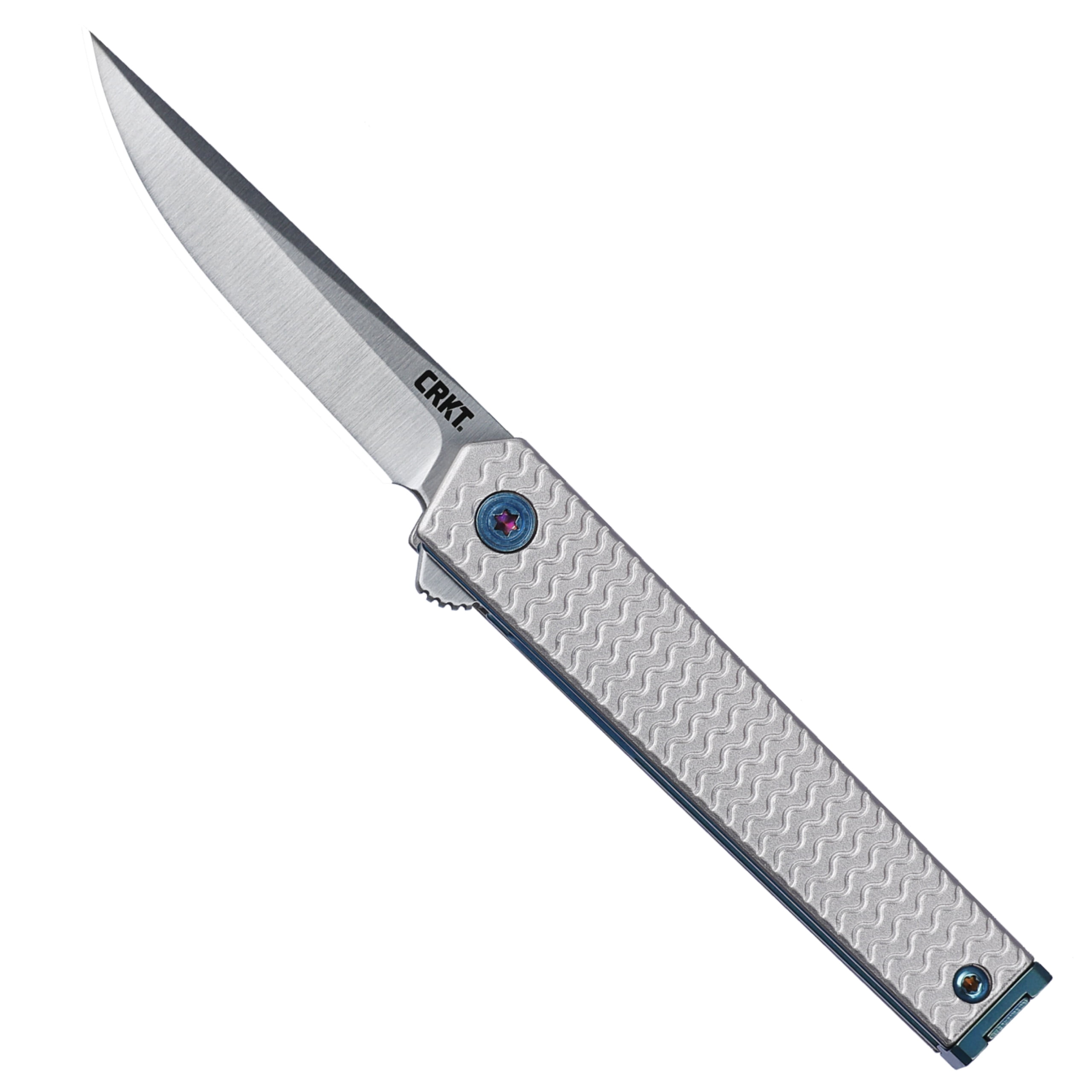 CRKT CEO Microflipper Everyday Carry EDC Pocket Folding Knife with Liner Lock: 12C27 Plain Edge Blade, Aluminum Handle, Reversible Pocket Clip, 7081