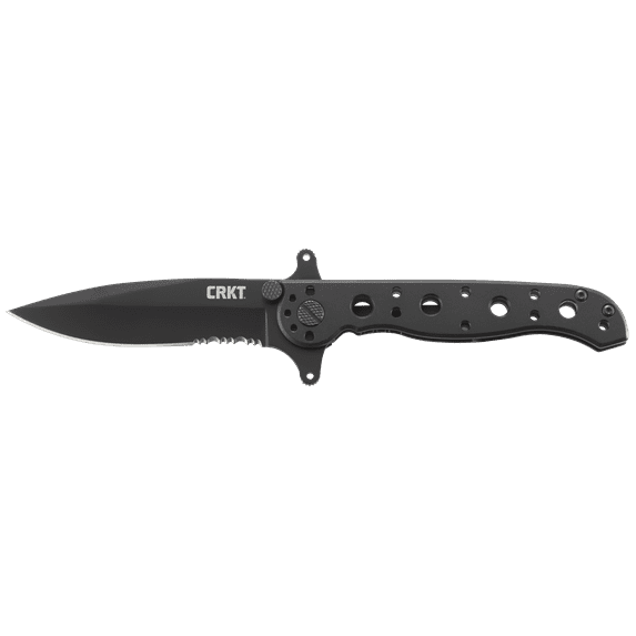CRKT M21-10KSF Folding Knife with Frame Lock: Stainless Steel Triple Point Serrations Blade, Stainless Steel Handle, Reversible Pocket Clip, M21-10KSF