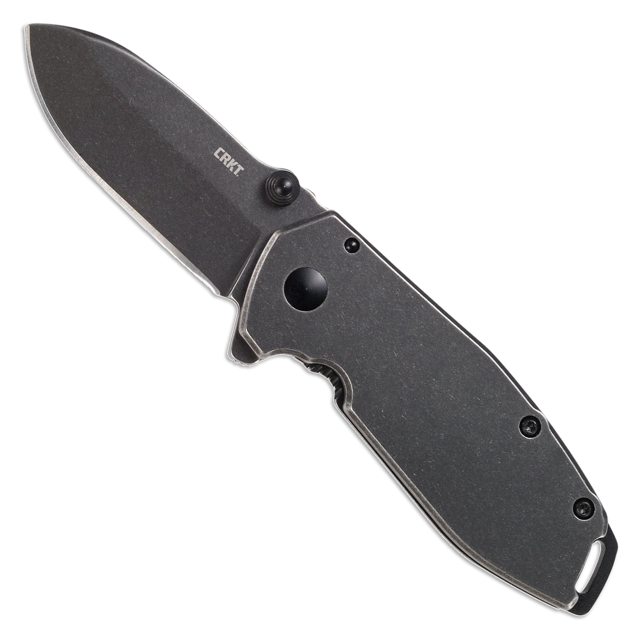 CRKT Squid Black Everyday Carry Assisted Folding Knife with Frame Lock: Stainless Steel Plain Edge Blade, Stainless Steel Handle, Pocket Clip, 2493